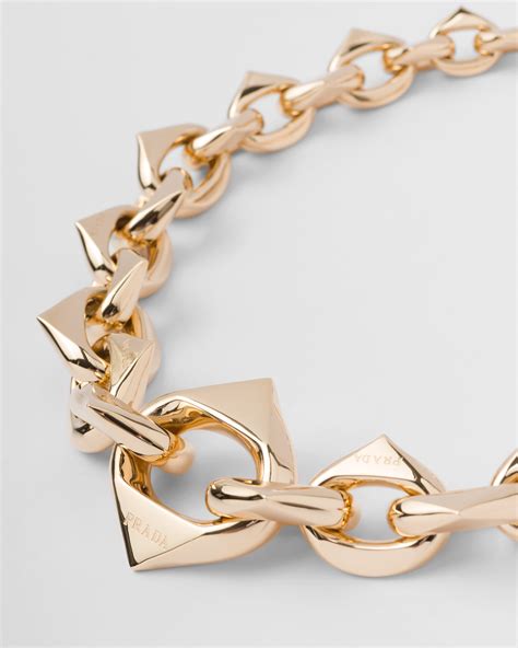 prada long double gold chain|Prada triangle.